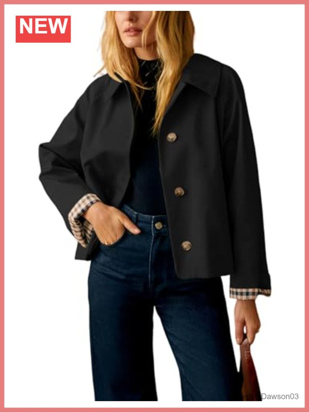 Womens Lightweight Trench Jacket Plaid Lining Button Front Casual